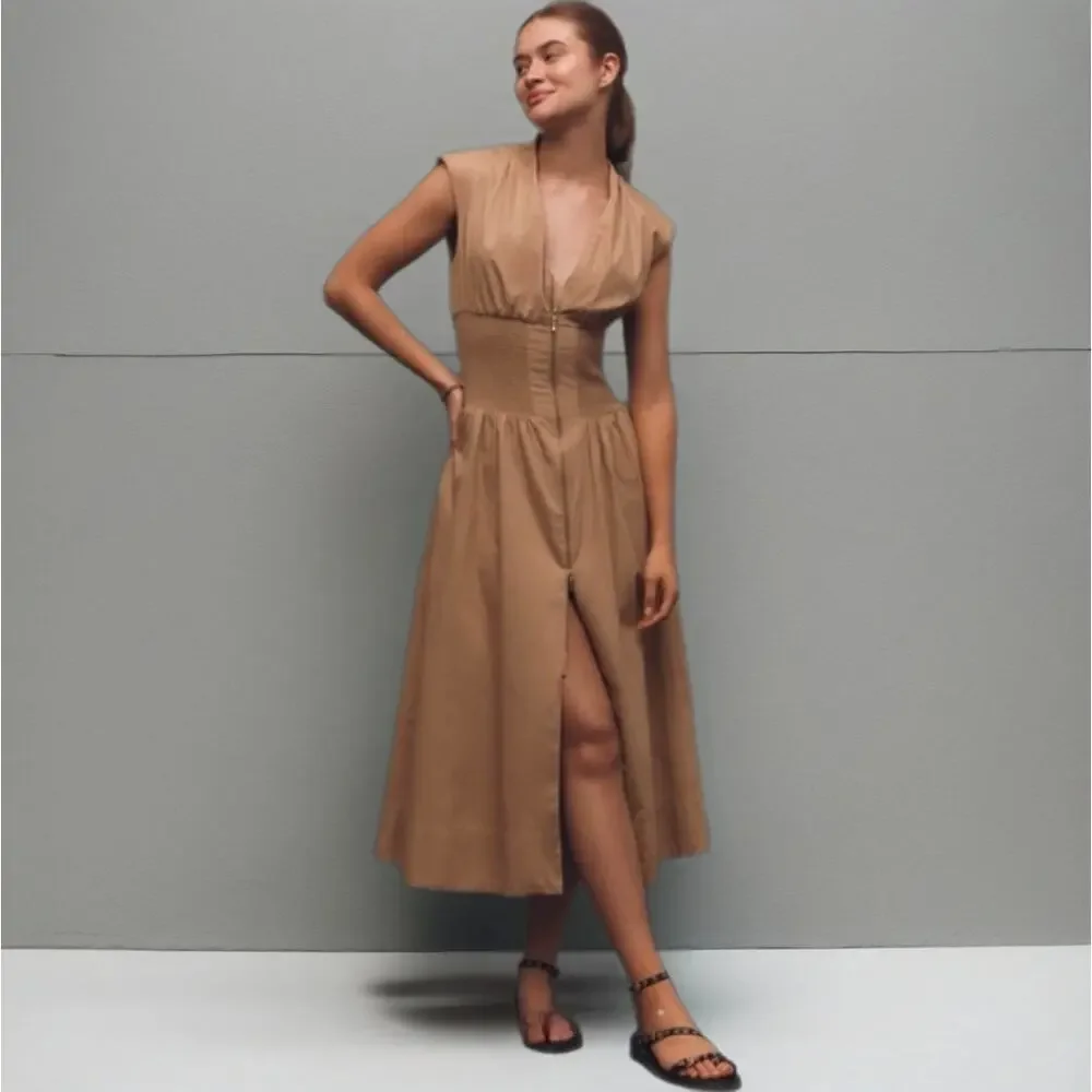 NWT Anthropologie Tommie zip-front midi dress. Size XL. Ret. $178. 100% Cotton - Picture 2 of 11